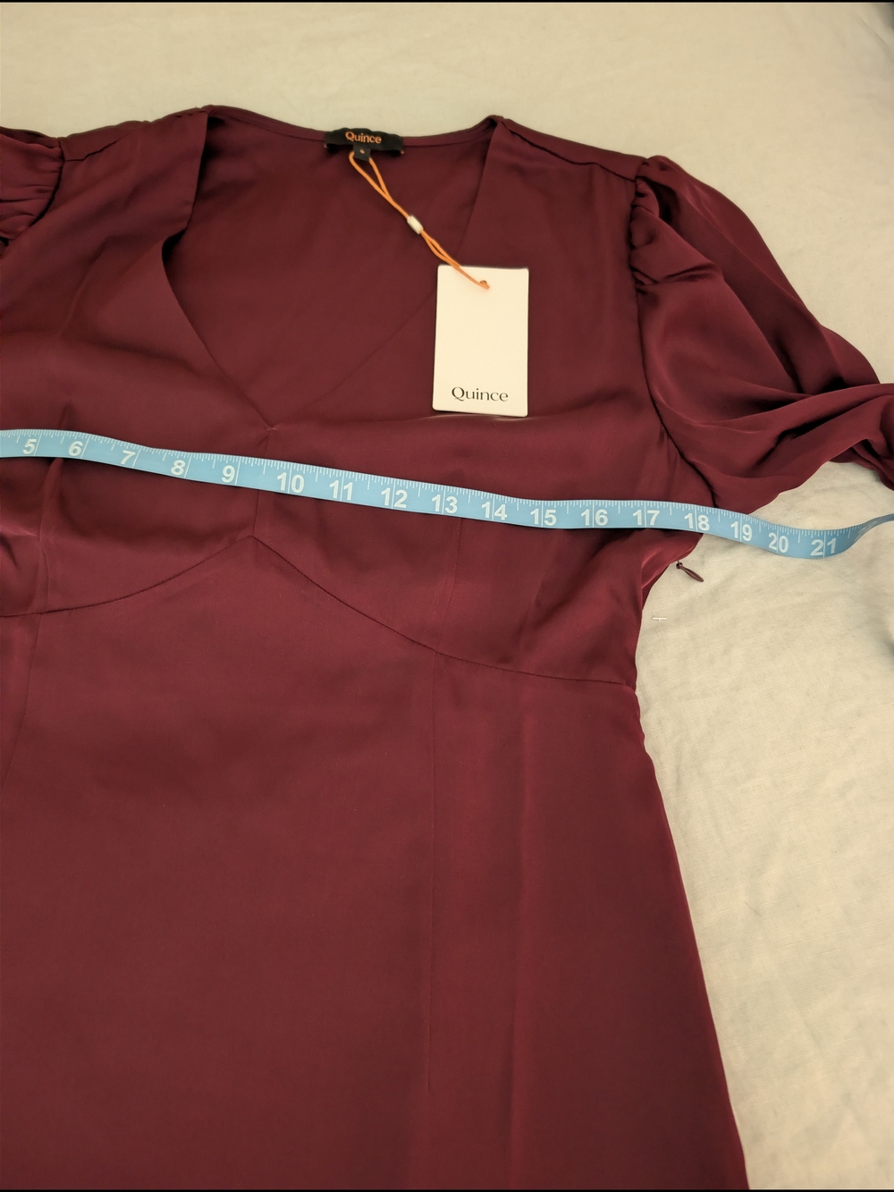 Quince Washable Silk Puff Sleeve V-neck Mini Dress Size Small Wine Tasting Red - Picture 6 of 9